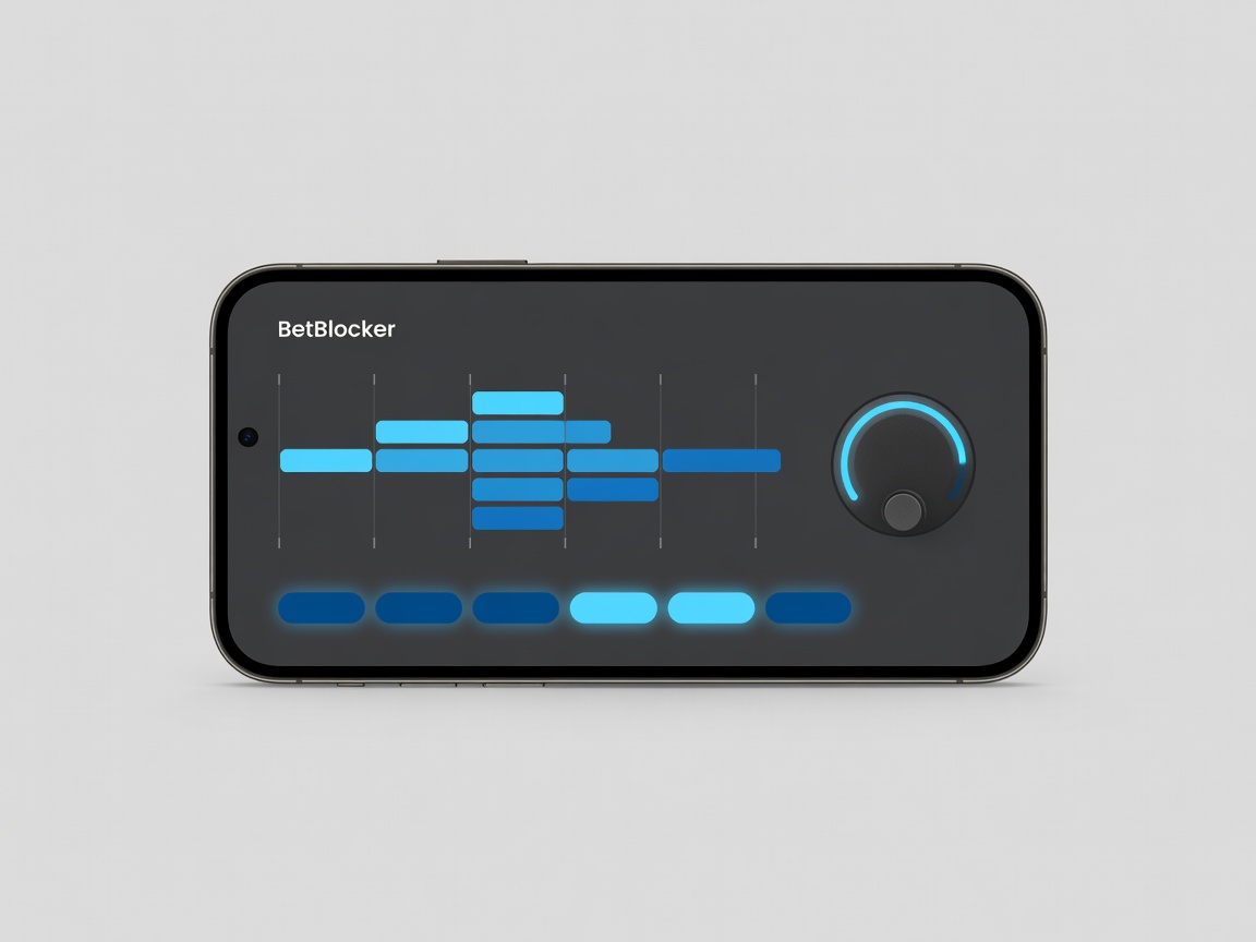 Betblocker scheduling interface shown on a mobile phone mockup